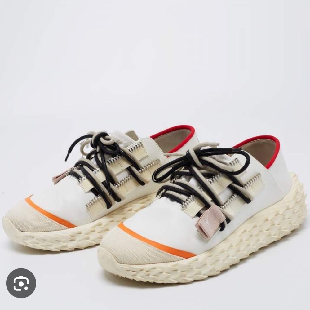 Giuseppe Zanotti White Leather and Mesh Urchin